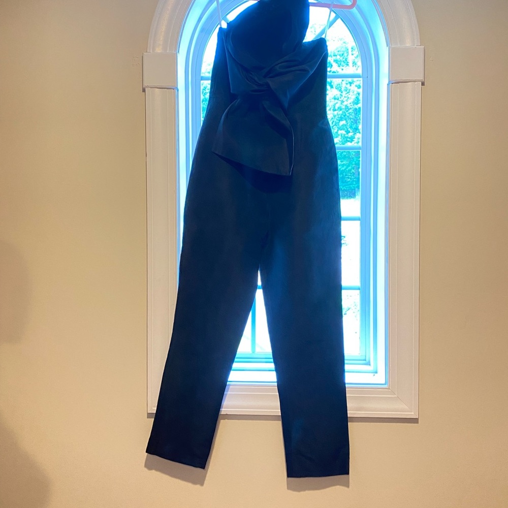 Alexia Maria Silk Faille Twisted Bow Jumpsuit. Size 4. Retail $706 - Picture 5 of 12